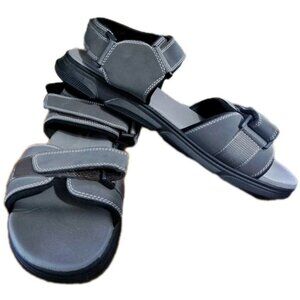 Bruno Marc Mens 14 Gray Outdoor Hook & Loop Sandals New With Flaw